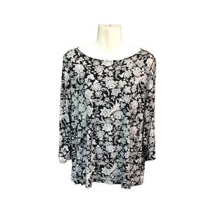 J. Jill Women’s Wherever Collection Tee Shirt Neutral Floral Sz Lg
